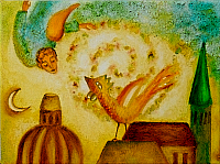 
   Engel mit Chagall-Hahn   
